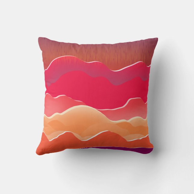 Sunset Peaks Modern Papper Collage Art Kudde (Baksida)