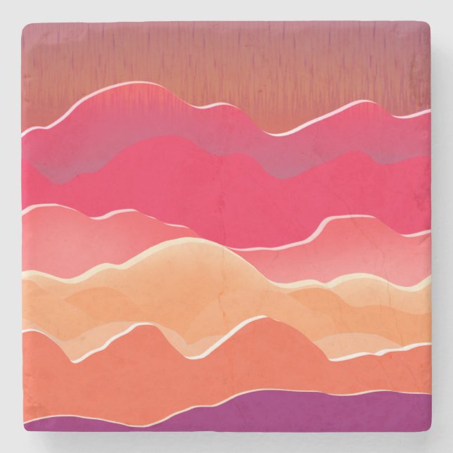Sunset Peaks Modern Papper Collage Art Stenunderlägg (Framsidan)