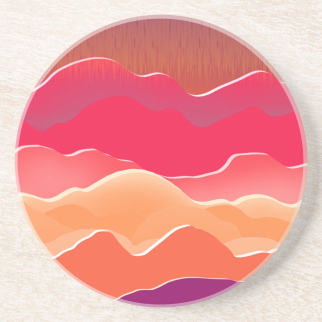 Sunset Peaks Modern Papper Collage Art Underlägg (Framsidan)