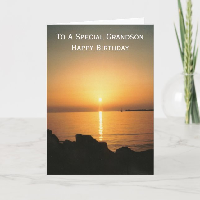 Sunset Personlig Grandson Birthday Kort (Framsida)