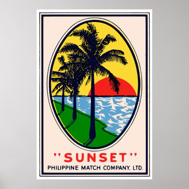 Sunset Philippine Match Company, LTD Label Poster (Framsidan)