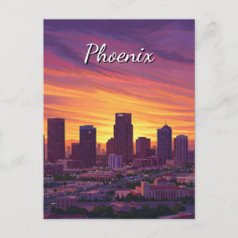 Sunset Phoenix Skyline Arizona Travel Vykort