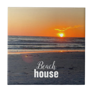 Sunset Photo Coastal Beach House Kakelplatta