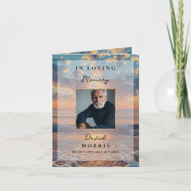 Sunset Photo Memorial Funeral Program Template (Framsida)