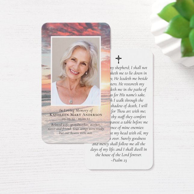 Sunset Photo Memorial Prayer Card Visitkort (Skivbord)