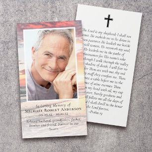 Sunset Photo Memorial Prayer Card Visitkort