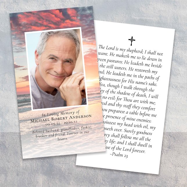 Sunset Photo Memorial Prayer Card Visitkort (Skapare uppladdad)