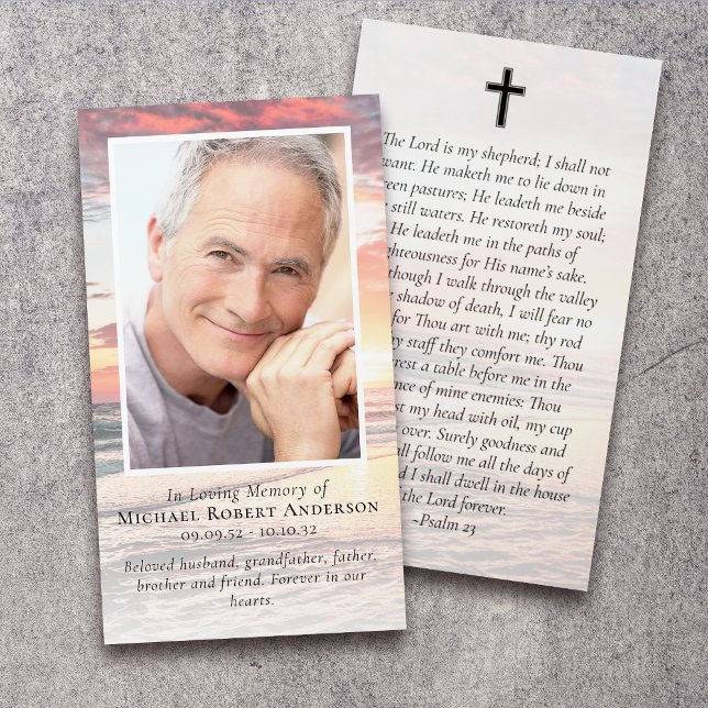 Sunset Photo Memorial Prayer Card Visitkort (Skapare uppladdad)