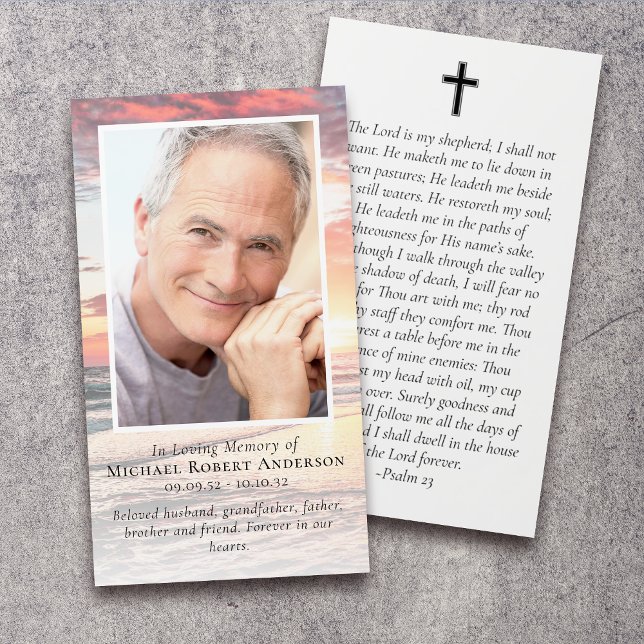 Sunset Photo Memorial Prayer Card Visitkort (Skapare uppladdad)