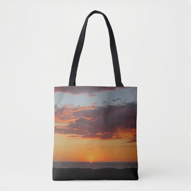 Sunset Photo Orange Himmel Stilla havet Kusten Tygkasse (Framsida)