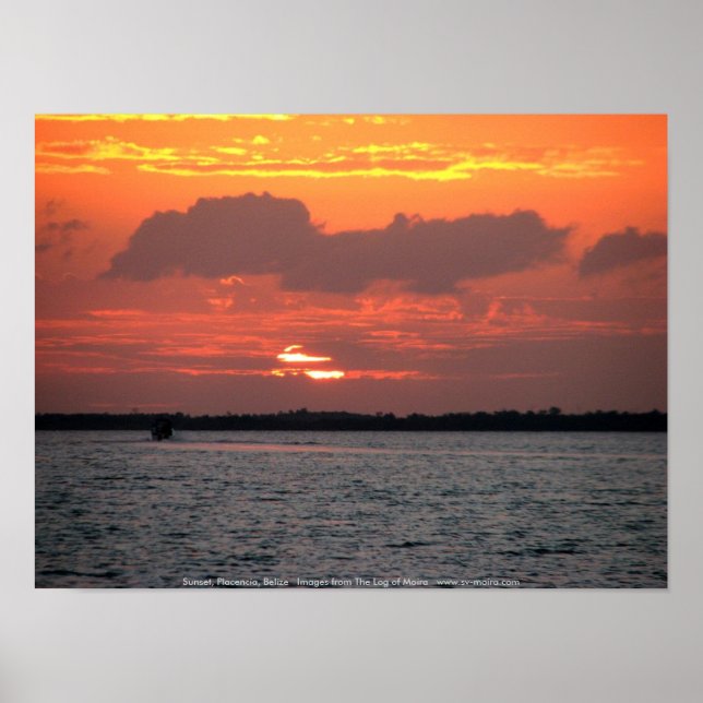 Sunset, Placencia, Belize Poster (Framsidan)