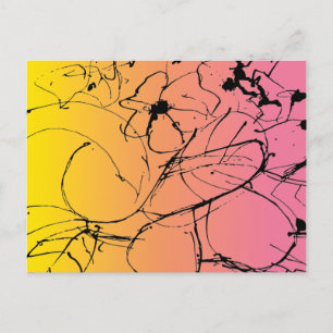 Sunset Plant Teckning Abstrakt Vykort