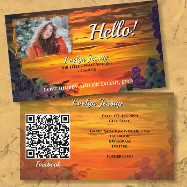 Sunset Plaza Marina 2584 Social QR-kod Visitkort (Skapare uppladdad)