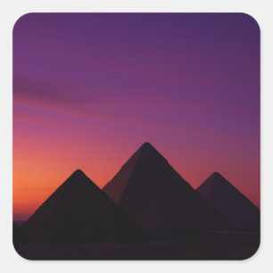 Sunset Pyramids Sticker Egyptisk konst Fyrkantigt Klistermärke