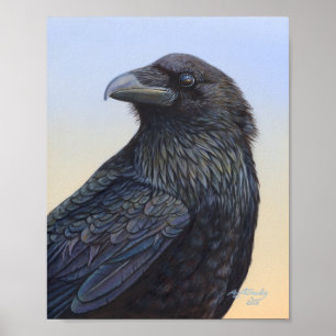 Sunset Raven Kråka Poster av ArtByAkiko