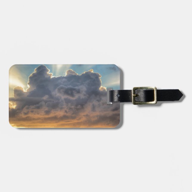 Sunset Rays of Light through Stormy Clouds Bagagebricka (Horisontell Framsida)