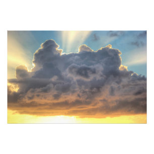 Sunset Rays of Light through Stormy Clouds Fototryck