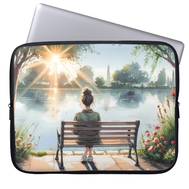Sunset Reflections Lake Scene Laptop Fodral (Framsidan)