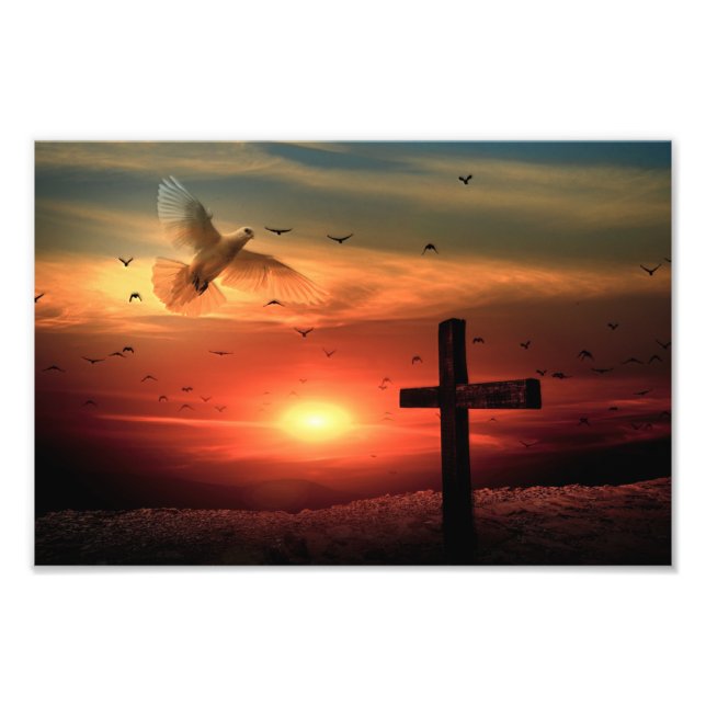 Sunset Resurrection Dove och Kor Fototryck (Framsidan)