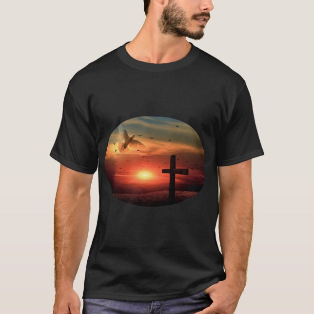 Sunset Resurrection Dove och Kor T Shirt (Framsida)