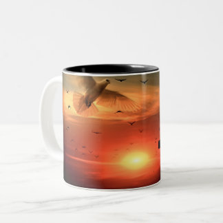 Sunset Resurrection Dove och Kor Två-Tonad Mugg