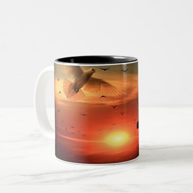 Sunset Resurrection Dove och Kor Två-Tonad Mugg (Framsida vänster)