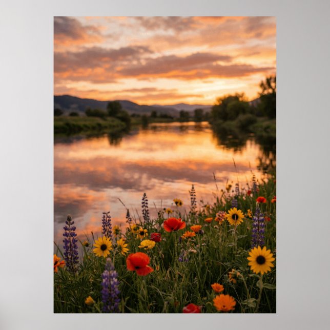 Sunset River Landscape Poster (Framsidan)