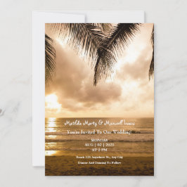 Sunset Romantik: Beach Wedding Inbjudningar