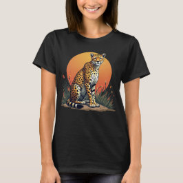 Sunset Safari Cheetah Graphic T-Shirt for Women