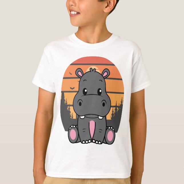 Sunset Safari Hippo T-Shirt (Framsida)
