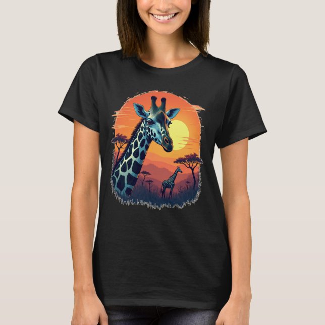 Sunset Safari Vild African Giraffe Tee (Framsida)