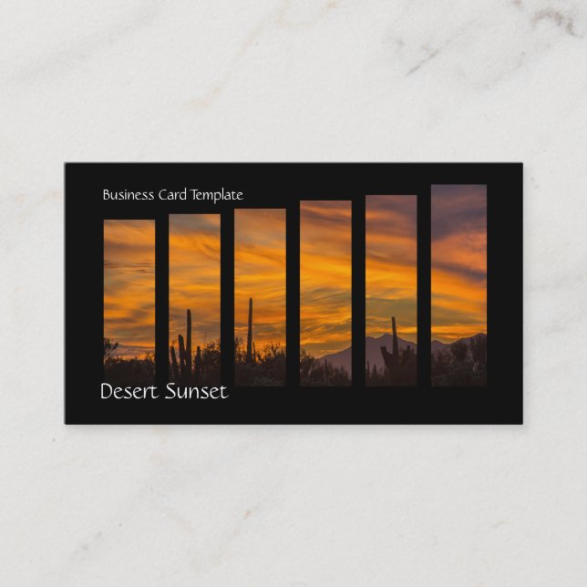 Sunset Saguaro Cactus - Desert Arizona Visitkort (Framsida)