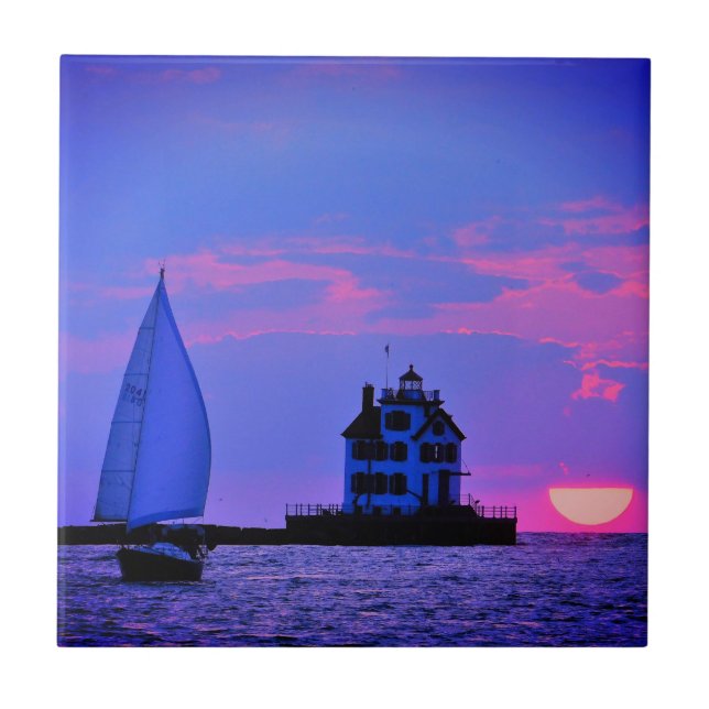 Sunset Sail Ceramic Tile Kakelplatta (Framsidan)