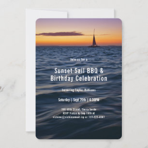 Sunset Sail Contemporary Birthday Inbjudningar