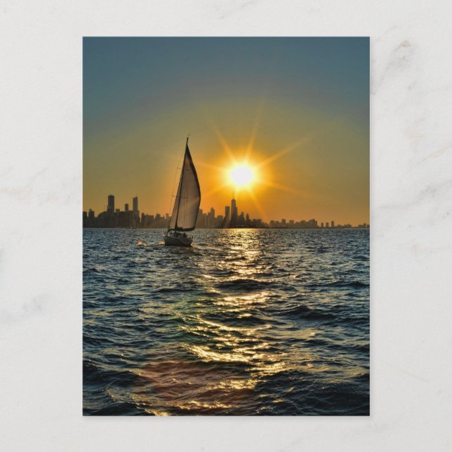Sunset sail i Chicago Vykort (Framsida)