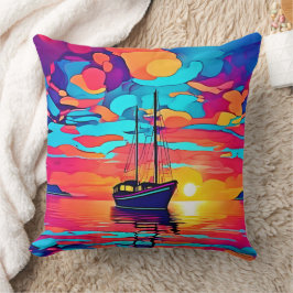 Sunset Sailboat Dreamscape Kudde