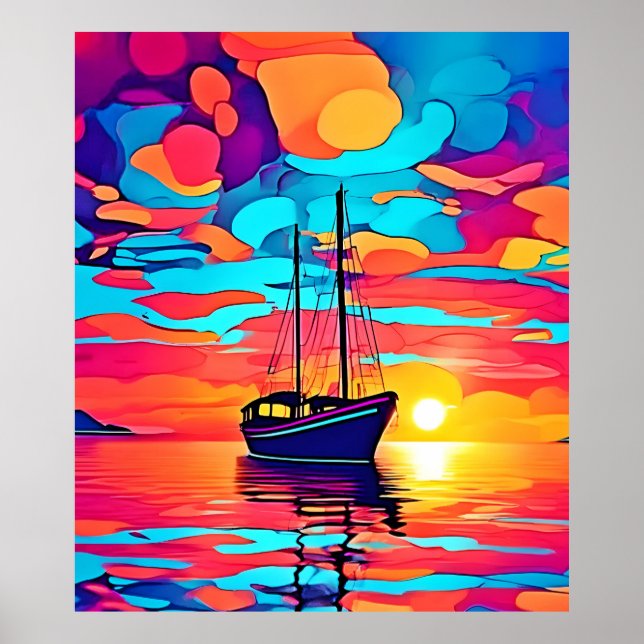 Sunset Sailboat Dreamscape Poster (Framsidan)