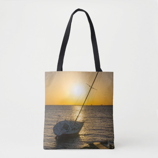 Sunset Sailboat Shipreck Bukt Breeze FL Bag Tygkasse (Framsida)
