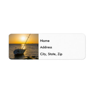 Sunset Sailboat Shipreck Bukt Breeze FL-etiketter Returadress Etikett