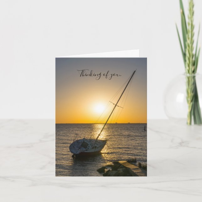 Sunset Sailboat Shipreck Bukt Breeze FL Kort (Framsida)