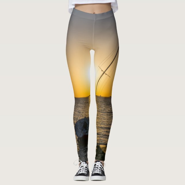 Sunset Sailboat Shipreck Bukt Breeze FL Leggings (Framsida)