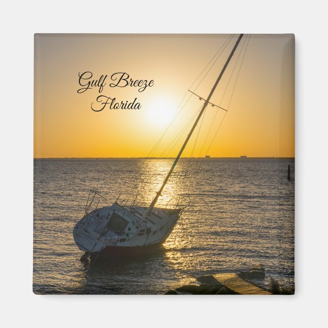 Sunset Sailboat Shipreck Bukt Breeze FL Magnet (Framsidan)
