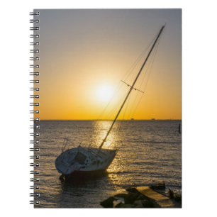 Sunset Sailboat Shipreck Bukt Breeze FL Notebook Anteckningsbok
