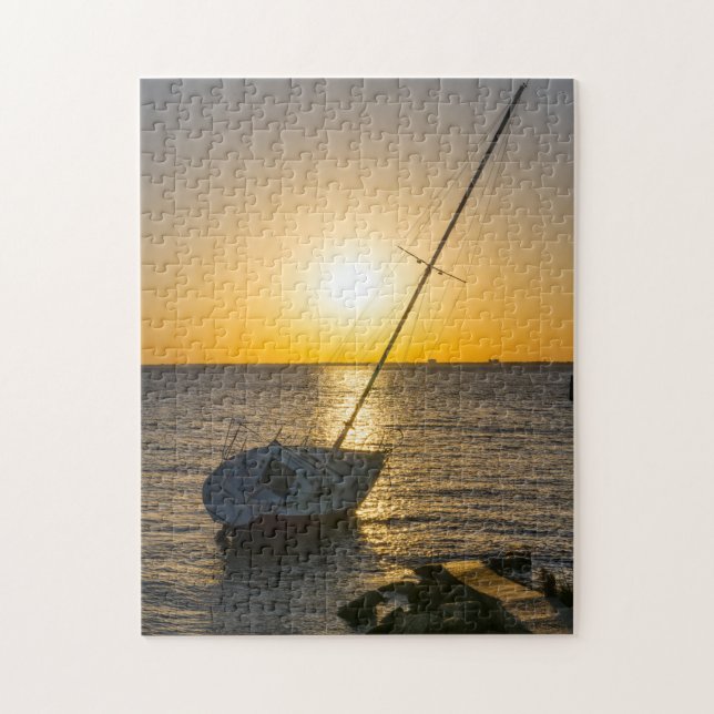 Sunset Sailboat Shipreck Bukt Breeze FL Puzzle Pussel (Vertikal)