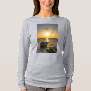 Sunset Sailboat Shipreck Bukt Breeze Långärmad T Shirt