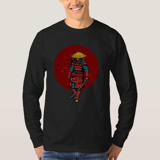 Sunset Samurai Warrior med Katana T Shirt (Framsida)