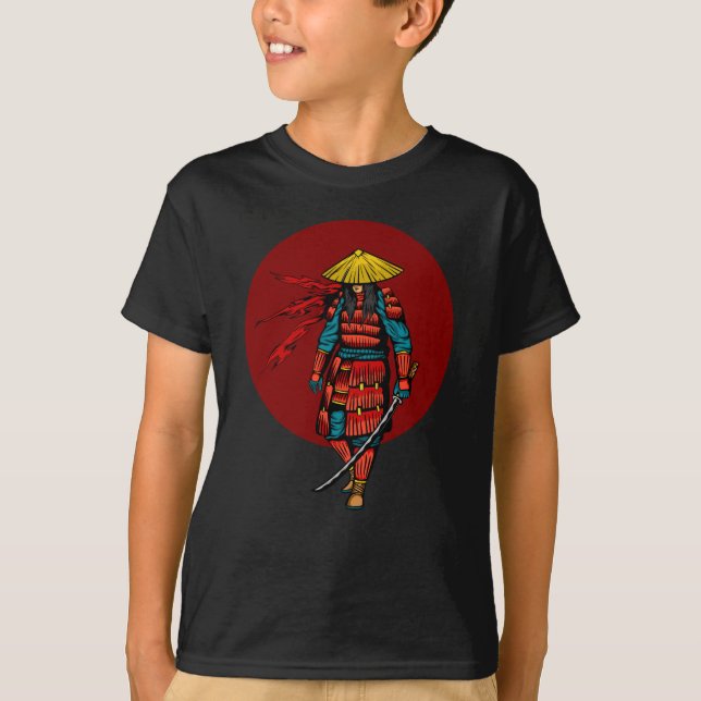 Sunset Samurai Warrior med Katana T Shirt (Framsida)