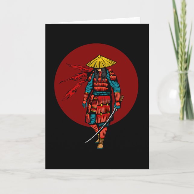 Sunset Samurai Warrior with Katana Kort (Framsida)