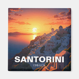 Sunset Santorini Grekiska öarna Travel Magnet