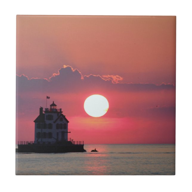 Sunset Scene-fyr Kakelplatta (Framsidan)